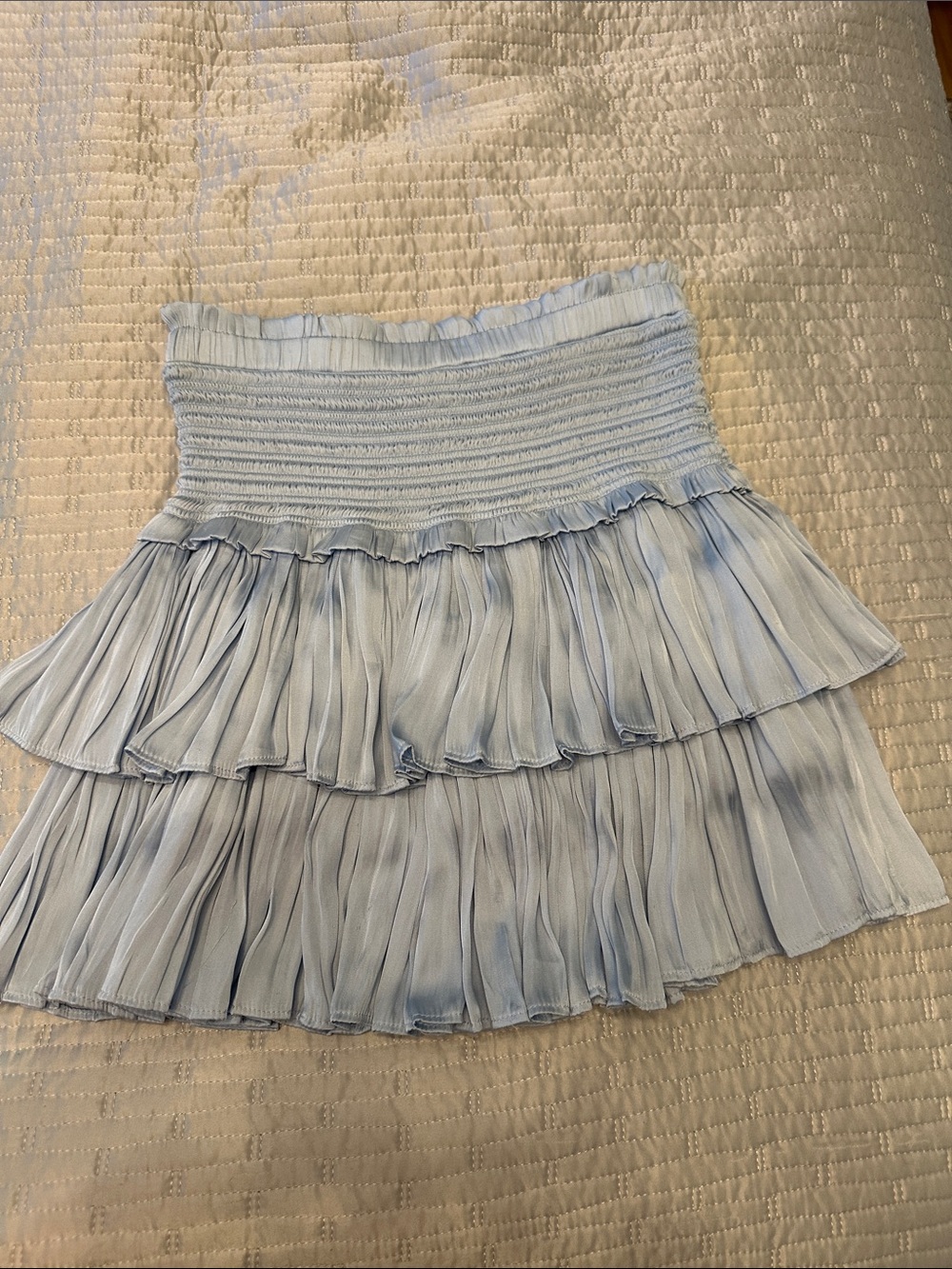 The Reset Light Blue Tiered Smocked Mini Skirt